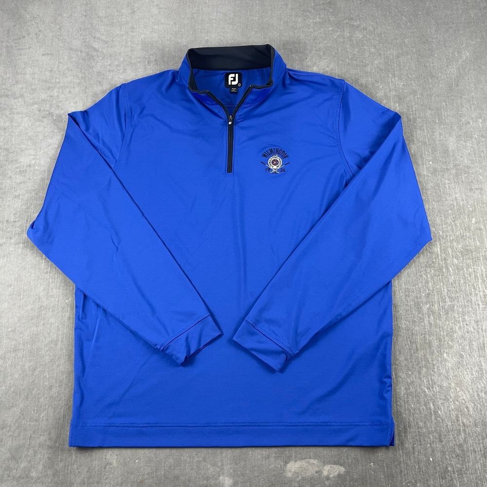FootJoy Men L Blue Pullover Wilmington Donald Ross Tradition Quarter-Zip Golf